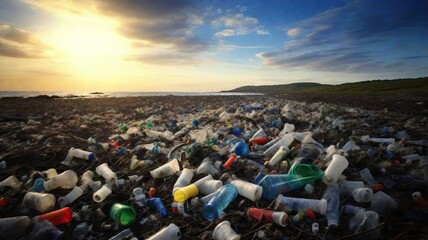 polluted beach   Generative AI  Non bio-degradeable plastic