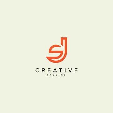 Alphabet JS SJ letter modern monogram style logo vector template.