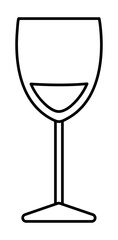 Vector glass with wine line icon. Cute black and white France symbol clipart element or coloring page. Alcohol drink illustration.