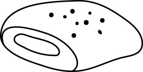 Chocolate roll line icon. French dessert vector black and white illustration or coloring page. Cake picture .