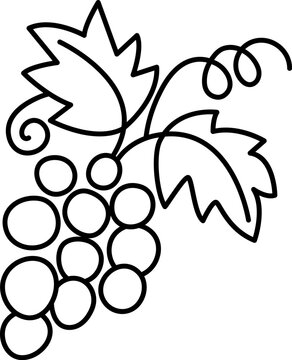 Vector grapes line icon. Fruit black and white illustration or coloring page.