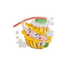 Scallop with brush water color