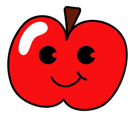Happy cartoon apple on white background