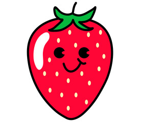 Happy cartoon strawberry on white background