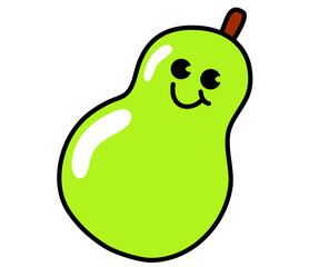 Happy cartoon pear on white background