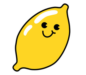 Happy cartoon lemon on white background