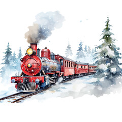 vector hand drawn christmas train
