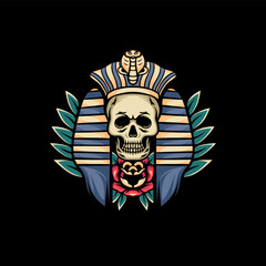 Anubis Skull Retro Illustration