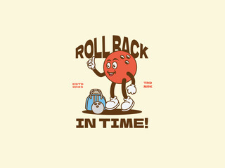 retro cartoon in trendy style with sports theme, mascot character, vector illustration