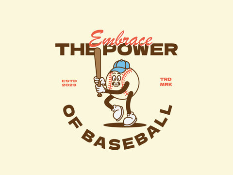 retro cartoon in trendy style with sports theme, mascot character, vector illustration
