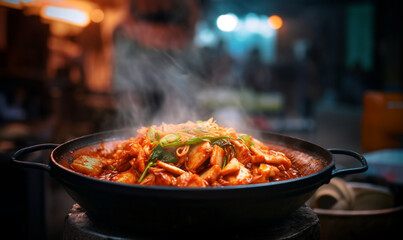 spicy kimchi food with smoky