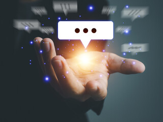Chat or message. Digital. Businessman showing messages electronically. Instant interaction Messaging on support