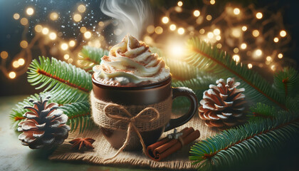 Christmas mulled wine, hot chocolate, generative ai