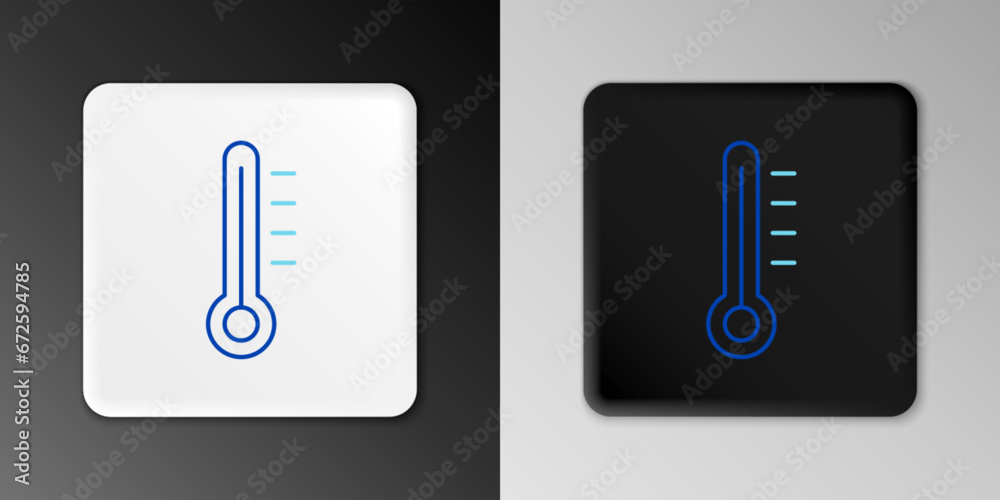 Sticker line meteorology thermometer measuring icon isolated on grey background. thermometer equipment showi