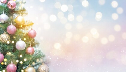 Obraz na płótnie Canvas Christmas tree background pastel color with glittering lights effect.