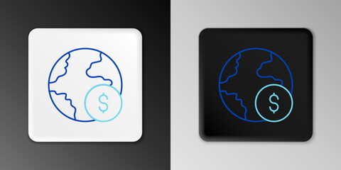 Line Global economic crisis icon isolated on grey background. World finance crisis. Colorful outline concept. Vector