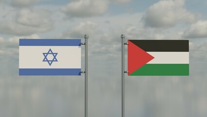 Israel flag  and  Palestine flag