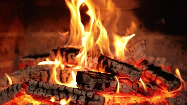 Cozy Fireplace Night. Fire in fireplace. Burning fireplace will help you unwind in the perfect atmosphere.  Fireplace 4k. Asmr sleep. Background