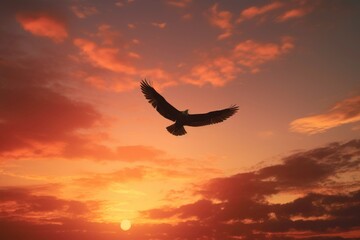 Fototapeta premium Eagle flying on the sunset time. 