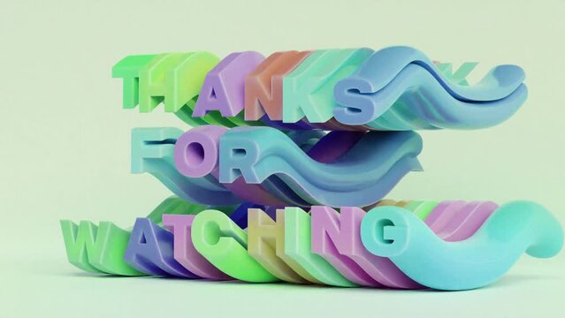 Thank You Watching Animation with 3d Typography Motion on Colorful screen to make a fun and interesting introductory video, that everyone would enjoy.