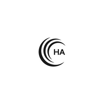 HA H A letter logo design. Initial letter HA linked circle uppercase monogram logo blue  and white. HA logo, H A design. HA, H A