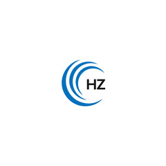 HZ H Z letter logo design. Initial letter HZ linked circle uppercase monogram logo blue  and white. HZ logo, H Z design. HZ, H Z