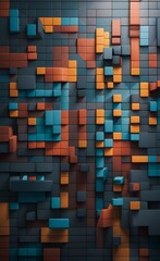 Modern geometric mural wallpaper with flat 3d mosaic design, generative Generative AI