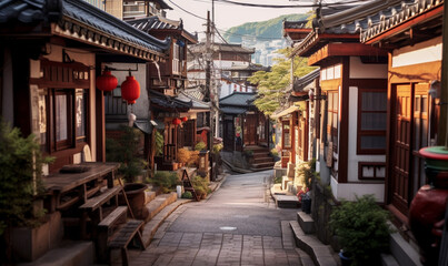 Fototapeta na wymiar beautiful narrow street in the japan village