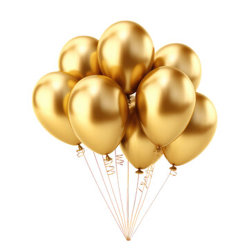 gold balloons isolated on white