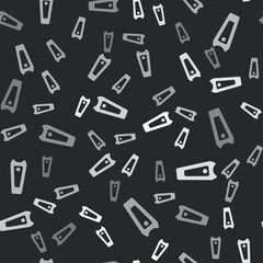 Fototapeta na wymiar Grey Nail cutter icon isolated seamless pattern on black background. Nail clipper. Vector