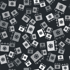 Obraz premium Grey Football or soccer calendar icon isolated seamless pattern on black background. Match of the day. Date football or soccer match. Vector