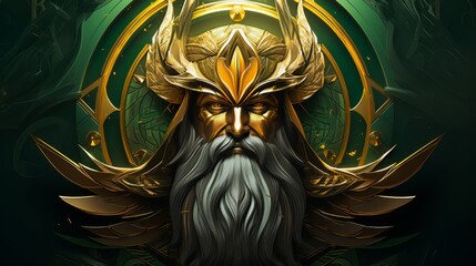 Odin - The nordic god of wisdom in gold and blue
