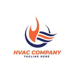 HVAC service logo design with heating and cooling industry logo