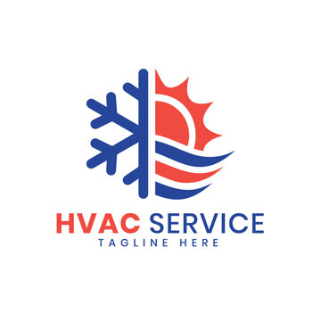 HVAC service logo design with heating and cooling industry logo