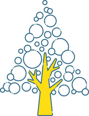 シンプルな樹木と伸びた枝、クリスマスツリー