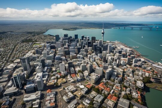 Aerial view of Auckland. Generative AI