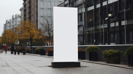 advertising banner in city, white mockup. Made with generative ai