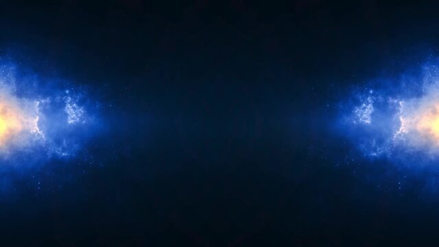 abstract 4k seamless loop background with glowing blue energy lights and sparkling flying particles