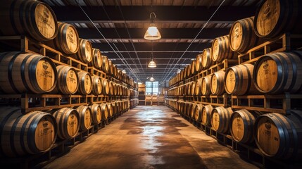 wooden beer barrel warehouse