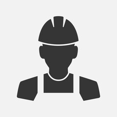 Worker in helmet icon. Vector