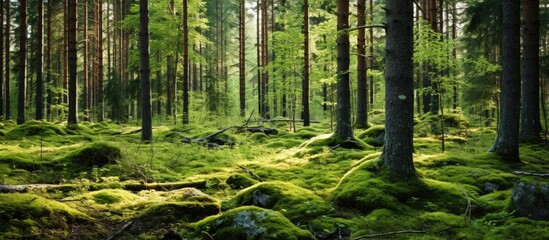The verdant forests of Finland during the summer renowned for their vibrant greenery