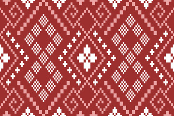 Red traditional ethnic pattern paisley flower Ikat background abstract Aztec African Indonesian Indian seamless pattern for fabric print cloth dress carpet curtains and sarong