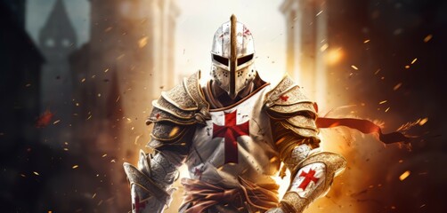 Chivalrous Crusader Knights: Christian Warriors in the Holy Land
 - obrazy, fototapety, plakaty