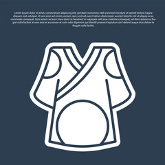Blue line Kimono icon isolated on blue background. Chinese, Japanese, Korean, Vietnamese wearing national costumes, kimono. Traditional Asian costumes. Vector
