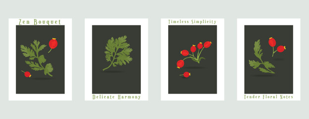 Vector minimalistic cards with plant parts