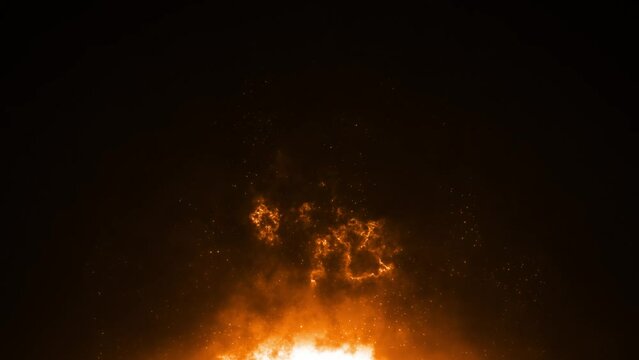 abstract 4k seamless loop background with glowing red fire lights and sparkling flying particles