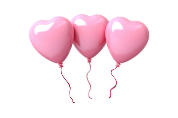 Pink heart balloons floating isolated on transparent background,for Valentine's concept.