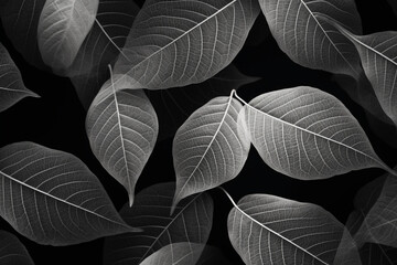 black and white Leaves skeleton background, aesthetic look