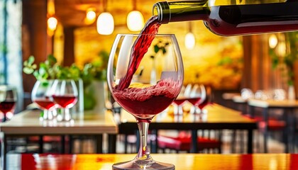 red wine in a restaurant - obrazy, fototapety, plakaty