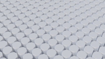 Abstract 3d rendering of white hexagons.